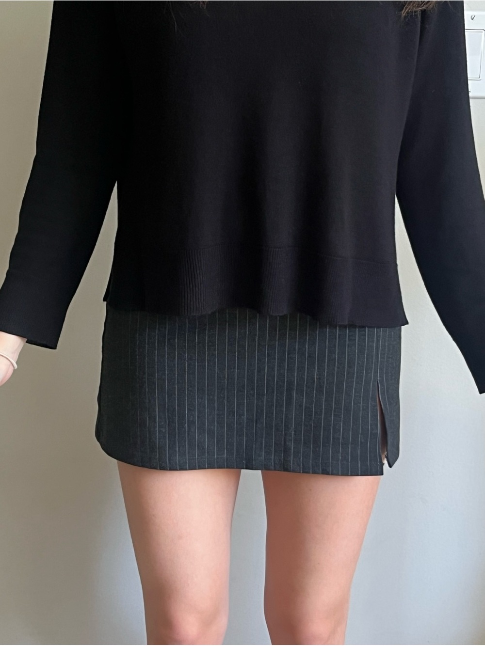 Pull&Bear Black Pinstripe Mini Skirt